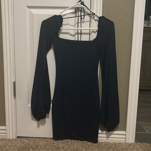 Navy Blue Long Sleeve Mini Dress